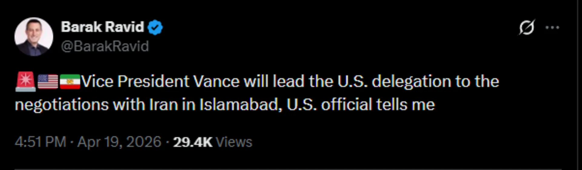 توییت باراک راوید درباره ونس