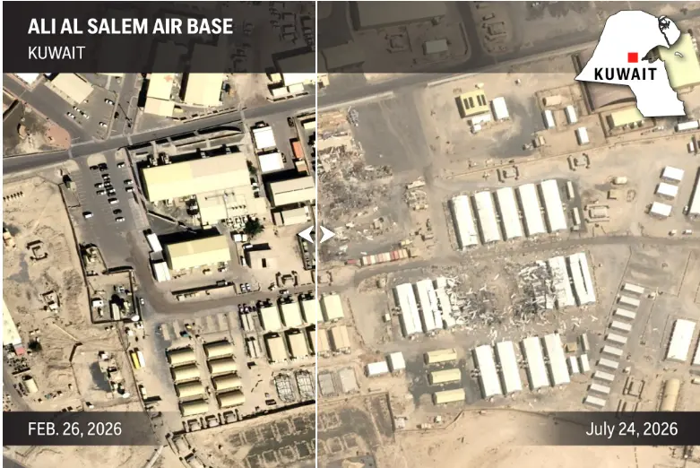 تصاویر ماهواره‌ای از تغییرات ساختاری در پایگاه هوایی علی السالم (Ali Al Salem Air Base) کویت