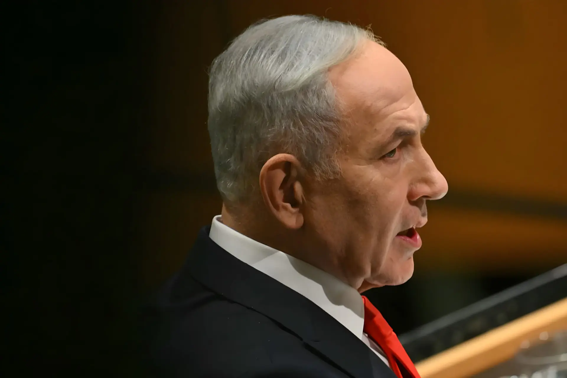 بنیامین نتانیاهو (Benjamin Netanyahu) در حال سخنرانی در مجمع عمومی سازمان ملل