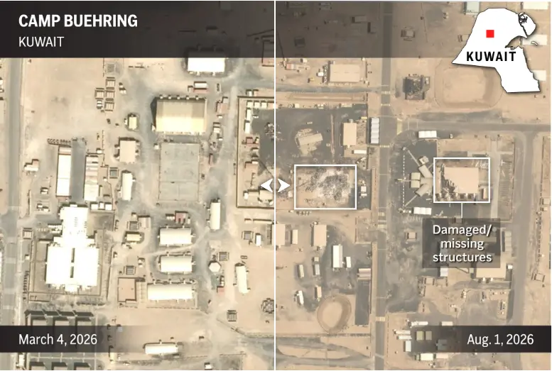 نمای هوایی از تغییرات ساختاری در پایگاه بوهرینگ (Camp Buehring) کویت