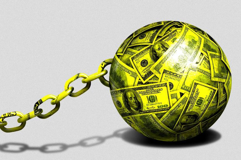 توپ زنجیر ساخته شده از اسکناس‌های دلار آمریکا
