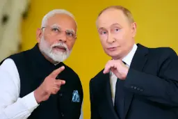 نارندرا مودی (Narendra Modi) و ولادیمیر پوتین (Vladimir Putin) . هند و روسیه