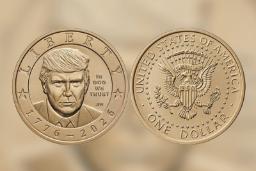 سکه یک دلاری (One Dollar) با تصویر چهره دونالد ترامپ (Donald Trump)