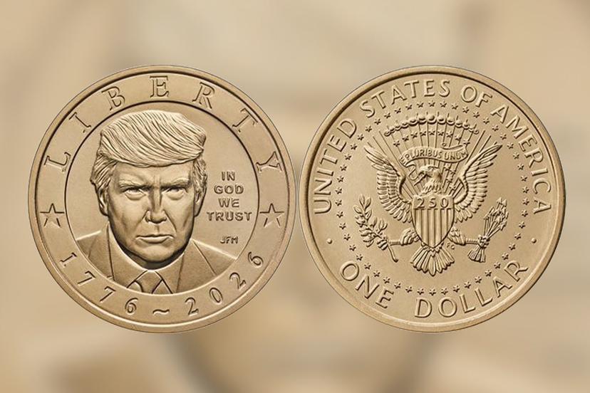 سکه یک دلاری (One Dollar) با تصویر چهره دونالد ترامپ (Donald Trump)