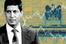 نمودار نوسانات اقتصادی روی ساختمان فدرال رزرو (Federal Reserve)