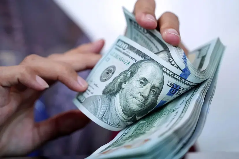 اسکناس‌های صد دلاری (US Dollar) در دست‌های یک فرد