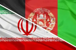 پرچم‌های کشور ایران  و افغانستان در کنار هم
