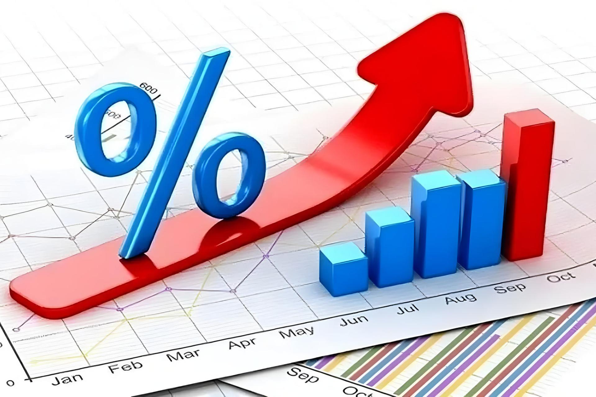 نمودار صعودی و علامت درصد روی نمودارهای آماری مالی
