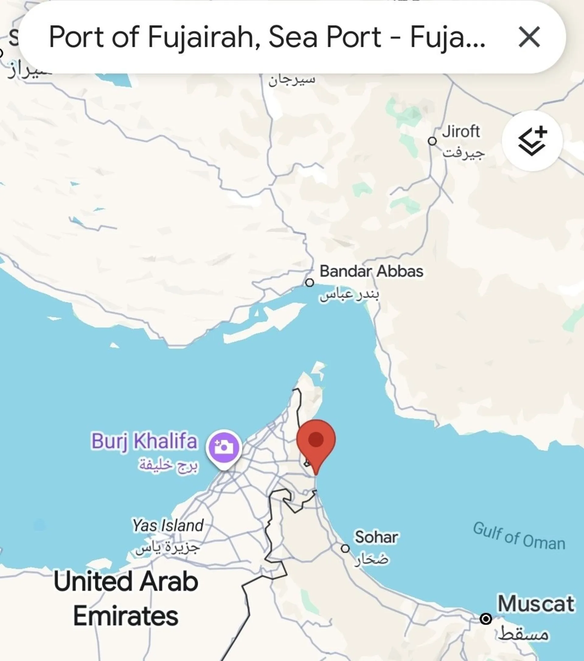 موقعیت مکانی بندر فجیره