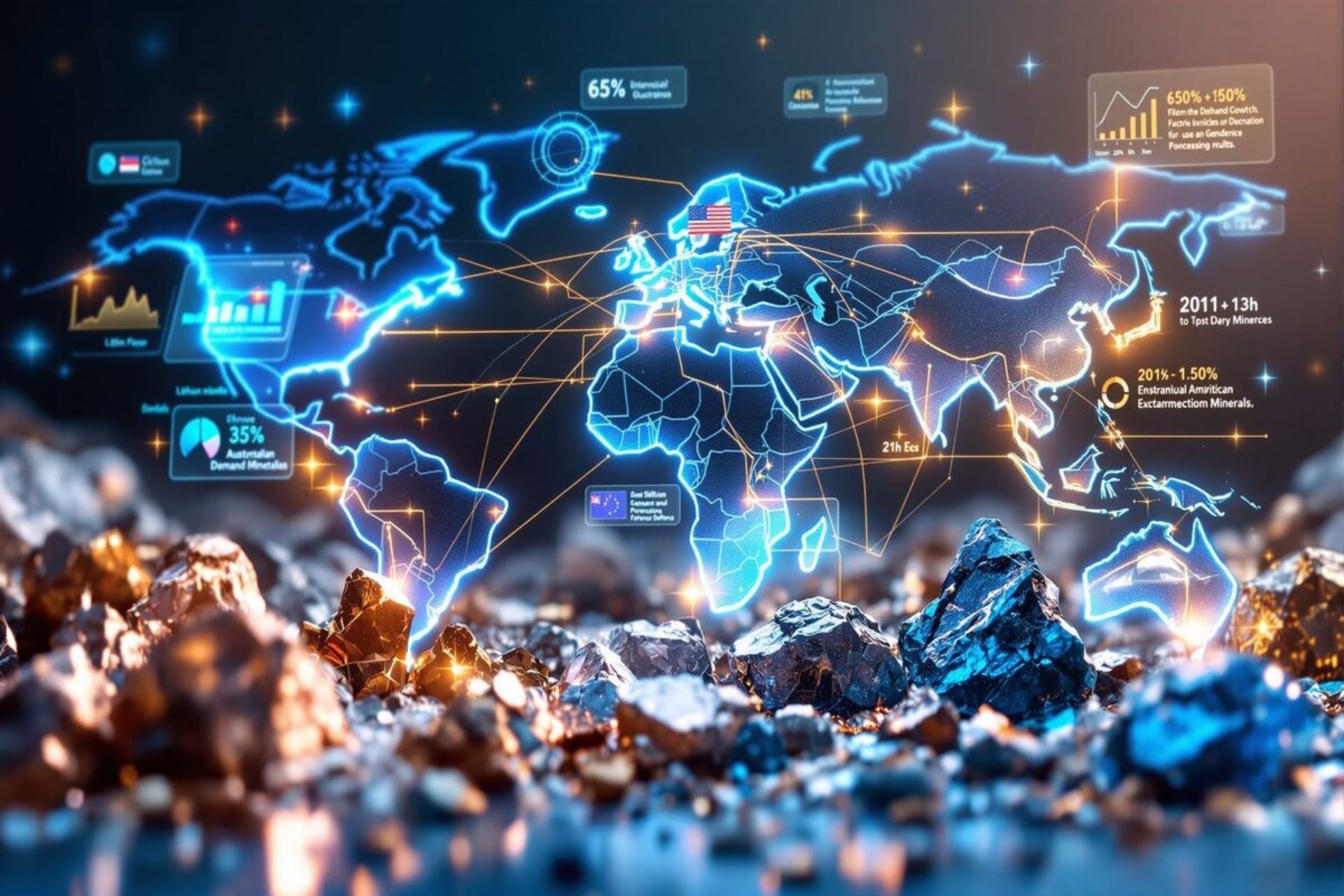 طرحی از نقشه مواد معدنی حیاتی جهان