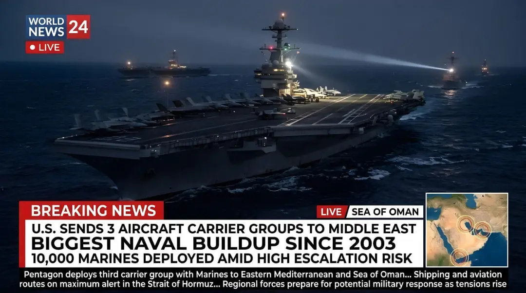 خبر حضور ناو هواپیمابر (Aircraft Carrier) ایالات متحده در میان گروه ناوگان جنگی در خاورمیانه