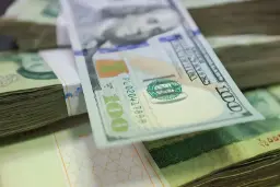 اسکناس‌های صد دلاری (US Dollar) روی دسته‌های پول خارجی