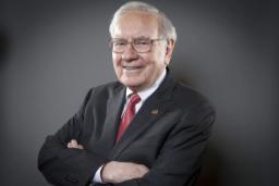 وارن بافت (Warren Buffett) با کت و کراوات در یک پرتره رسمی